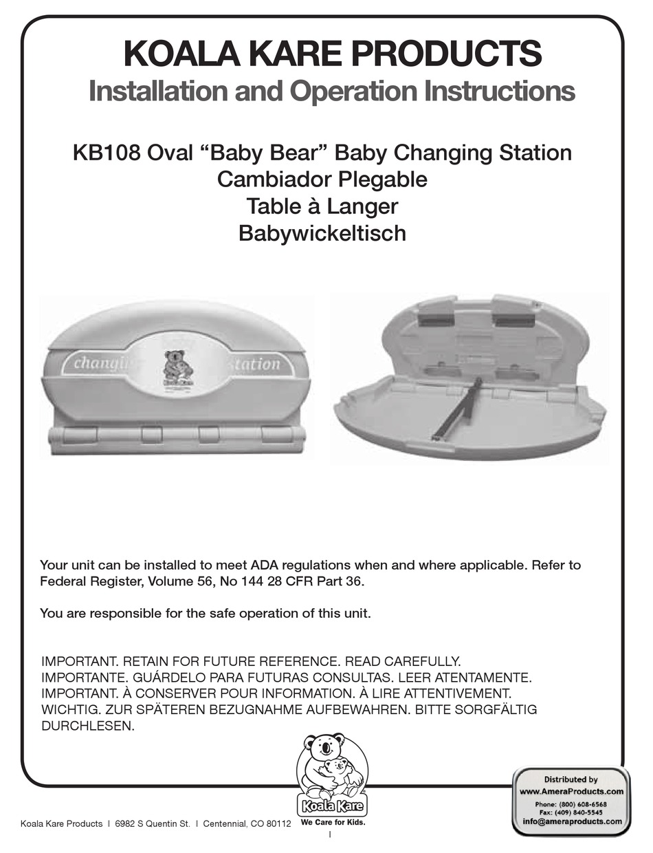 KOALA KARE KB108 OVAL BABY BEAR OPERATING INSTRUCTIONS Pdf Download ...