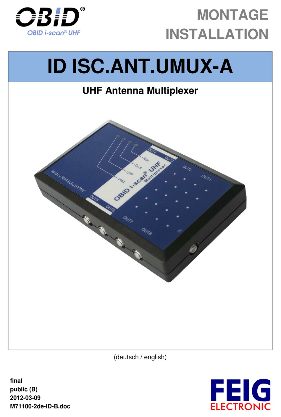 Feig Electronic Obid Id Isc Ant Umux A Installation Manual Pdf Download Manualslib