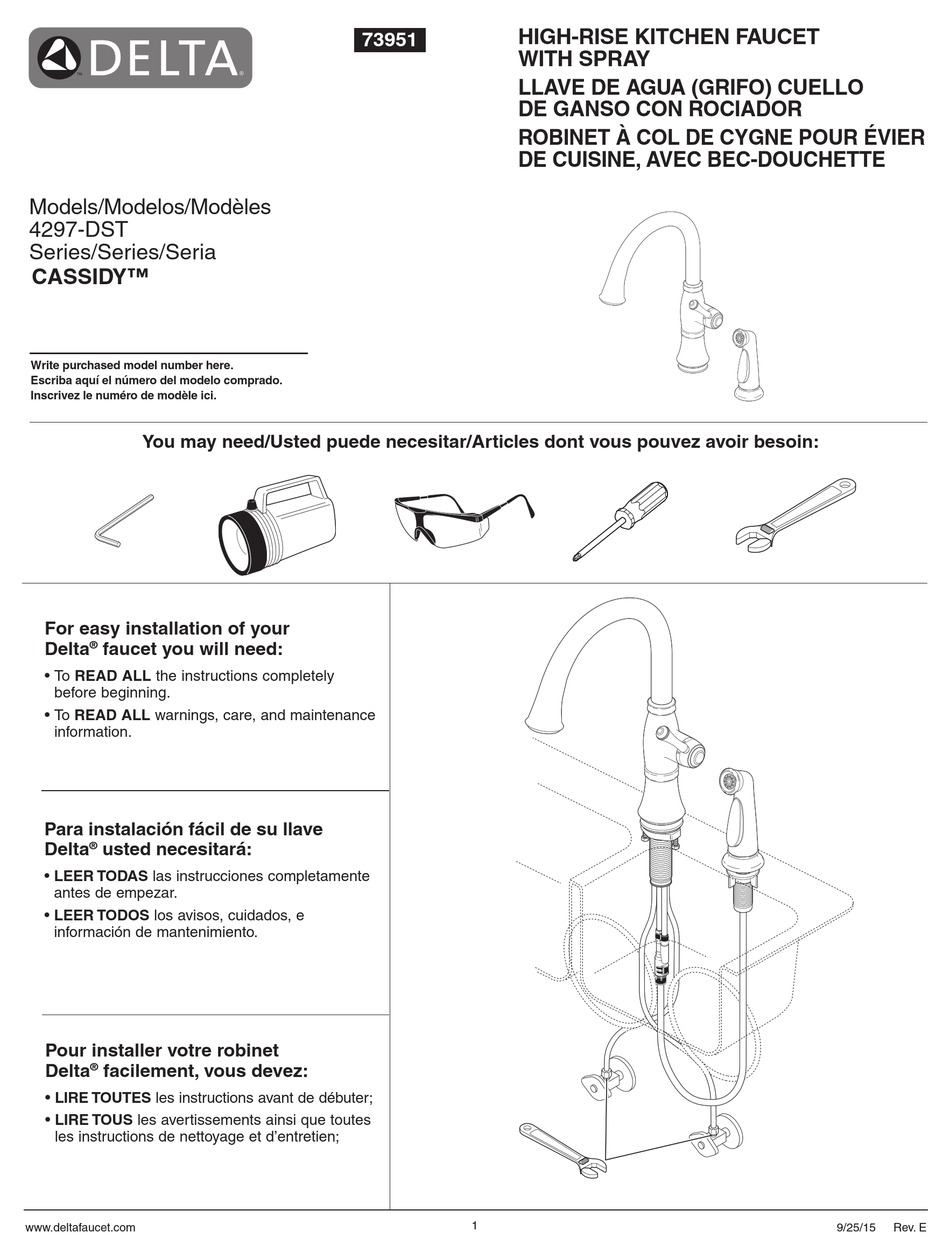DELTA CASSIDY 4297DST SERIES QUICK START MANUAL Pdf Download ManualsLib