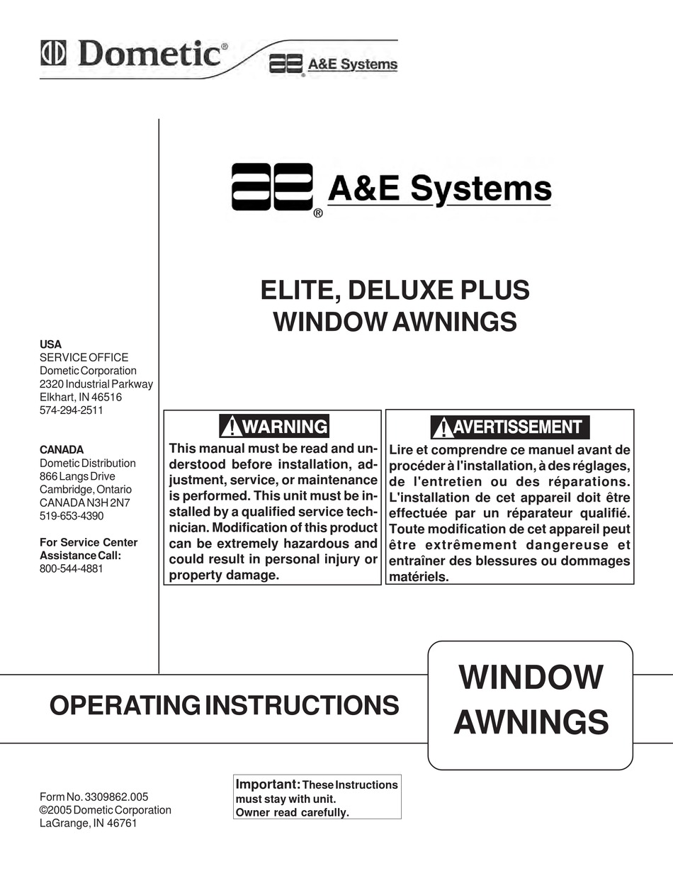 DOMETIC A&E SYSTEMS ELITE OPERATING INSTRUCTIONS Pdf Download ManualsLib