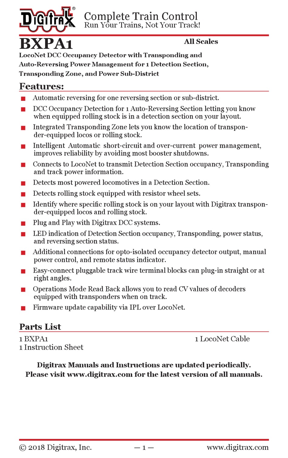 DIGITRAX BXPA1 QUICK START MANUAL Pdf Download ManualsLib