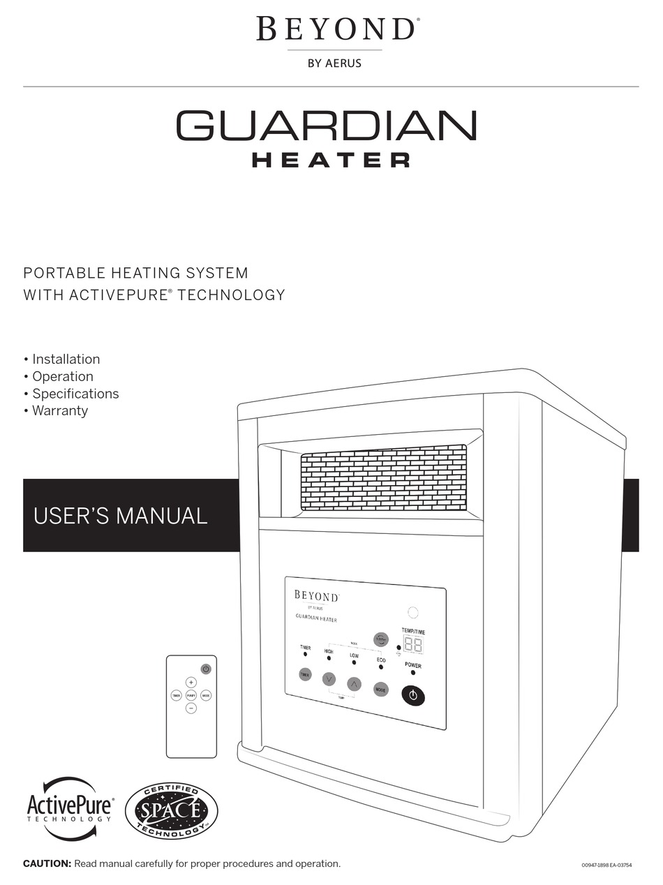 AERUS BEYOND GUARDIAN HEATER USER MANUAL Pdf Download ManualsLib