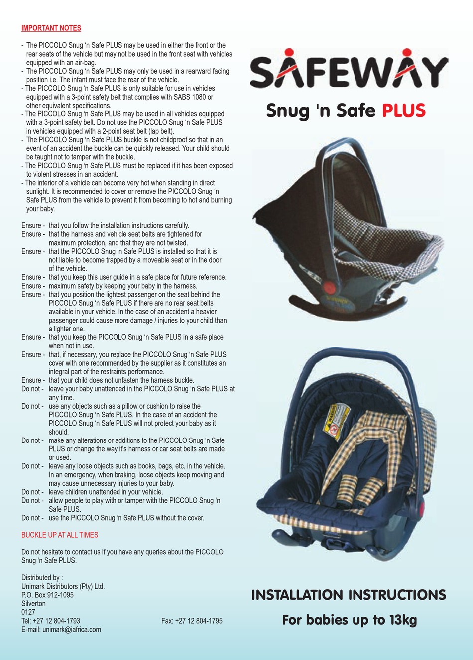 Safeway snug and shop safe car seat