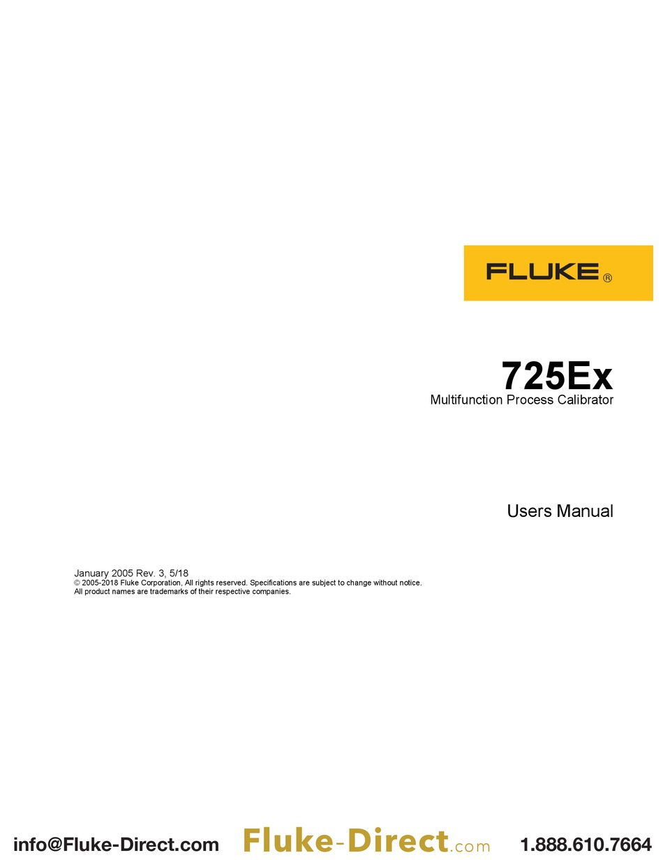 FLUKE 725EX USER MANUAL Pdf Download ManualsLib