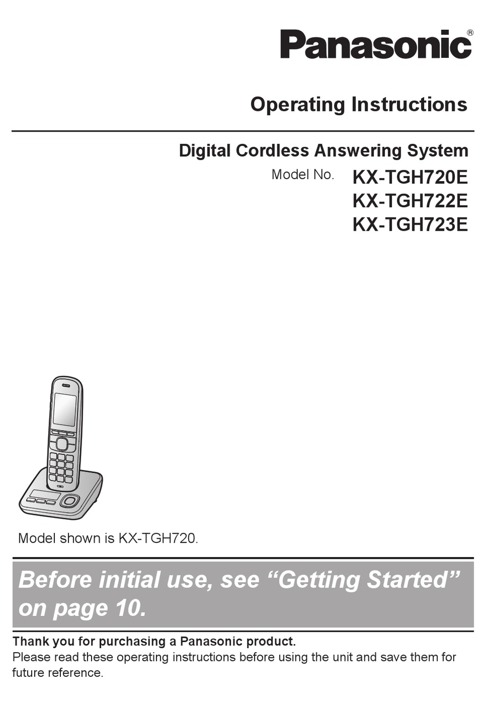 PANASONIC KX-TGH720E OPERATING INSTRUCTIONS MANUAL Pdf Download