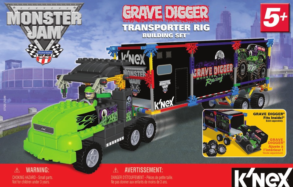 K Nex Monster Jam Grave Digger Transporter Rig Building Set Manual Pdf Download Manualslib