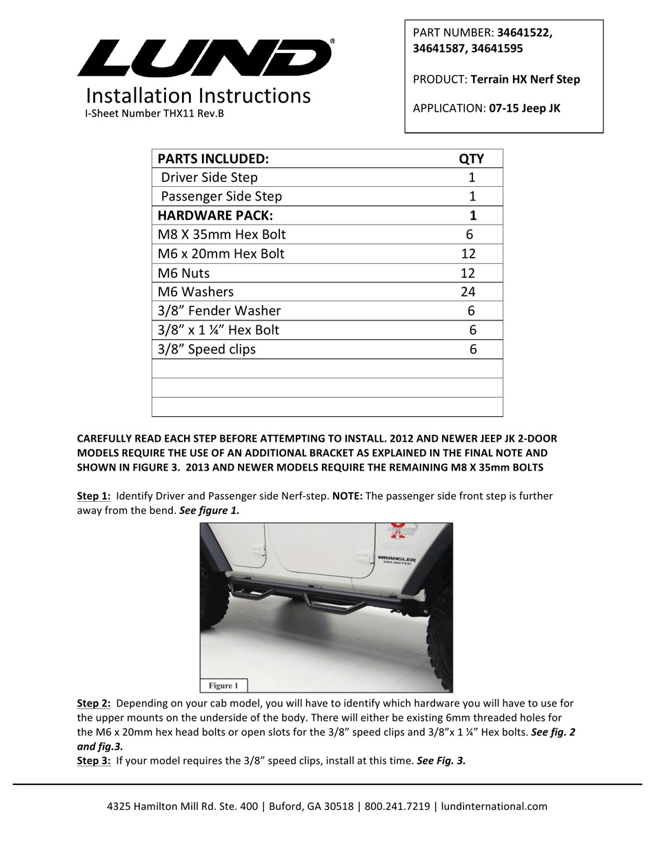 LUND 34641522 INSTALLATION INSTRUCTIONS MANUAL Pdf Download ManualsLib