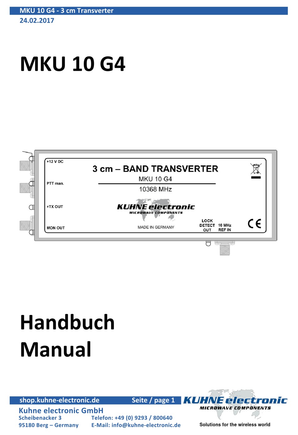 KUHNE ELECTRONIC MKU 10 G4 MANUAL Pdf Download | ManualsLib