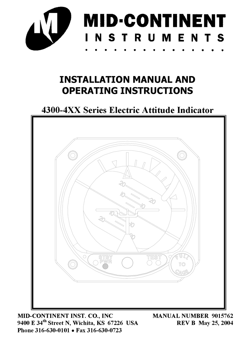 MID-CONTINENT INSTRUMENTS 4300-4 SERIES INSTALLATION MANUAL AND ...