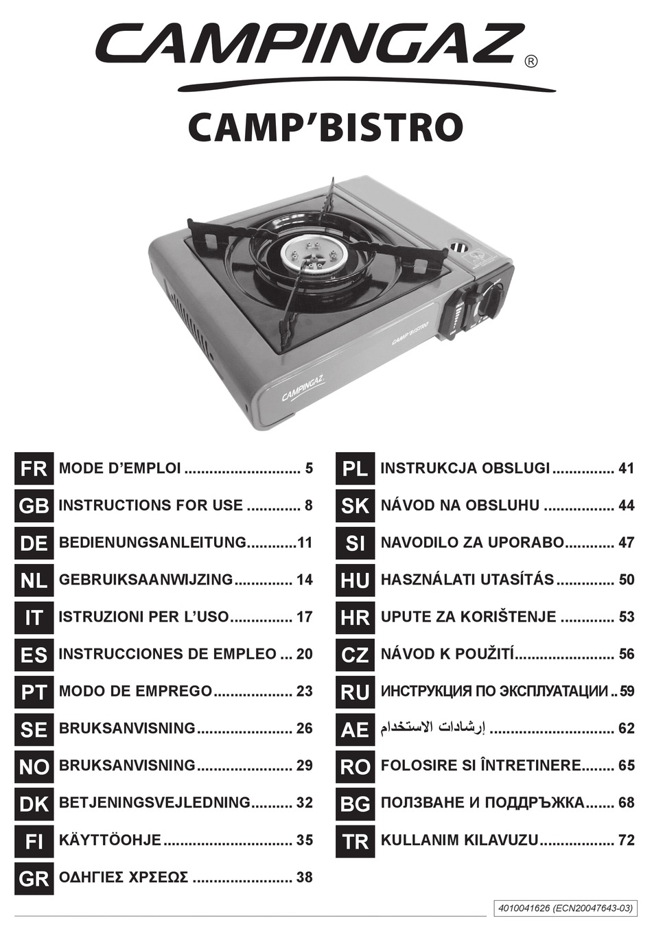 CAMPINGAZ CAMP BISTRO INSTRUCTIONS FOR USE MANUAL Pdf Download ManualsLib