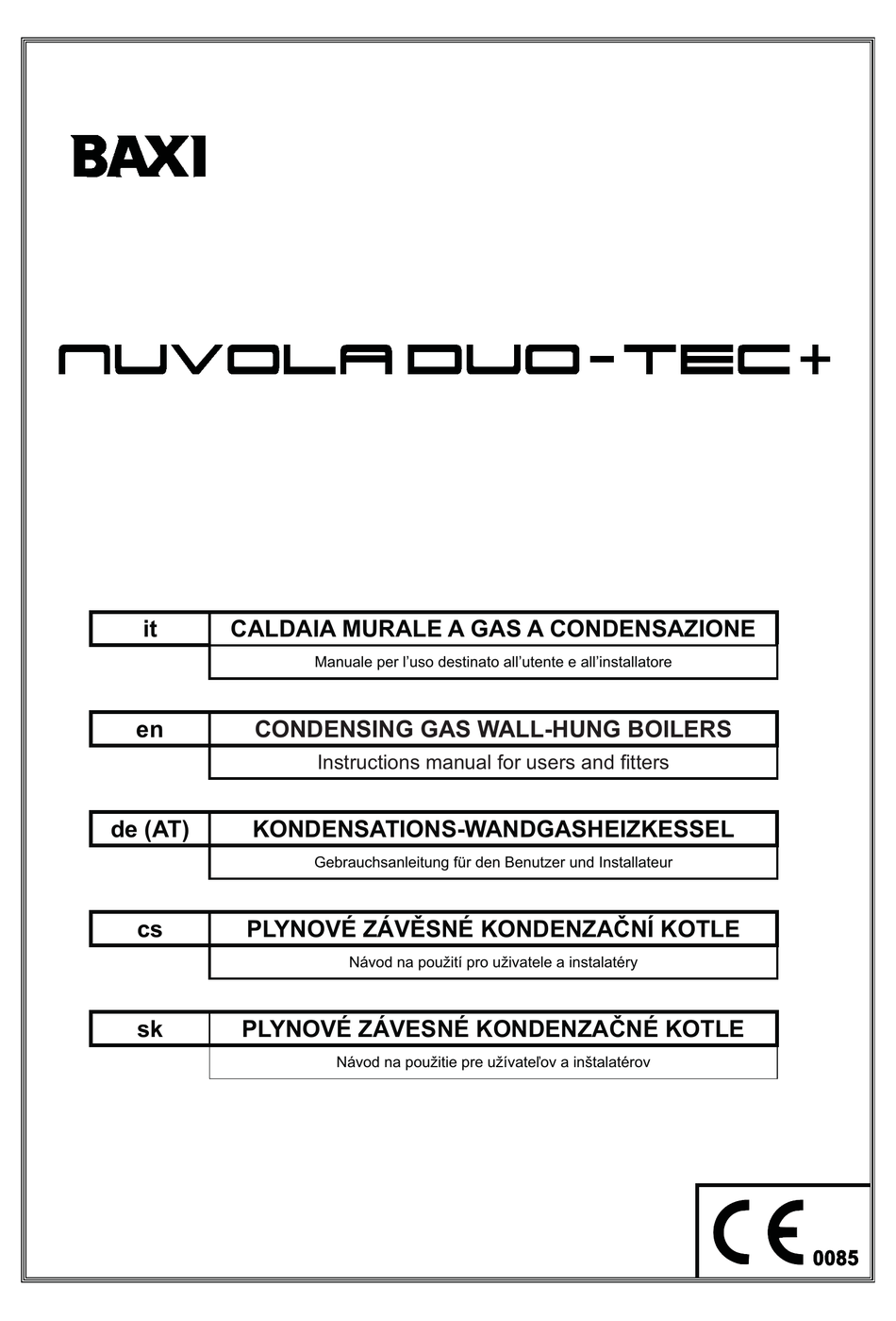 BAXI NUVOLA DUOTEC+ INSTRUCTION MANUAL FOR USERS AND FITTERS Pdf Download ManualsLib