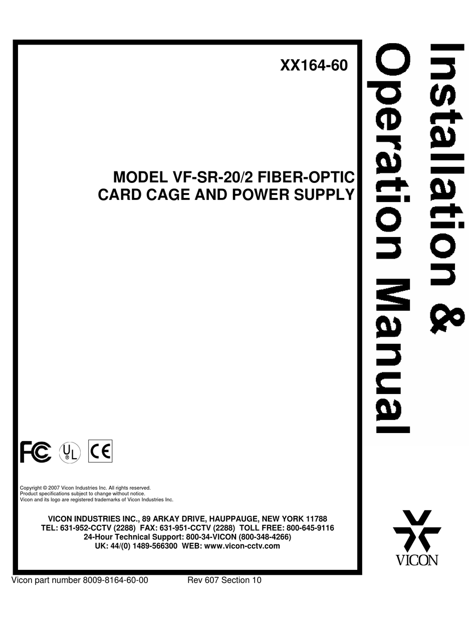 VICON VF-SR-20/2 INSTALLATION & OPERATION MANUAL Pdf Download | ManualsLib