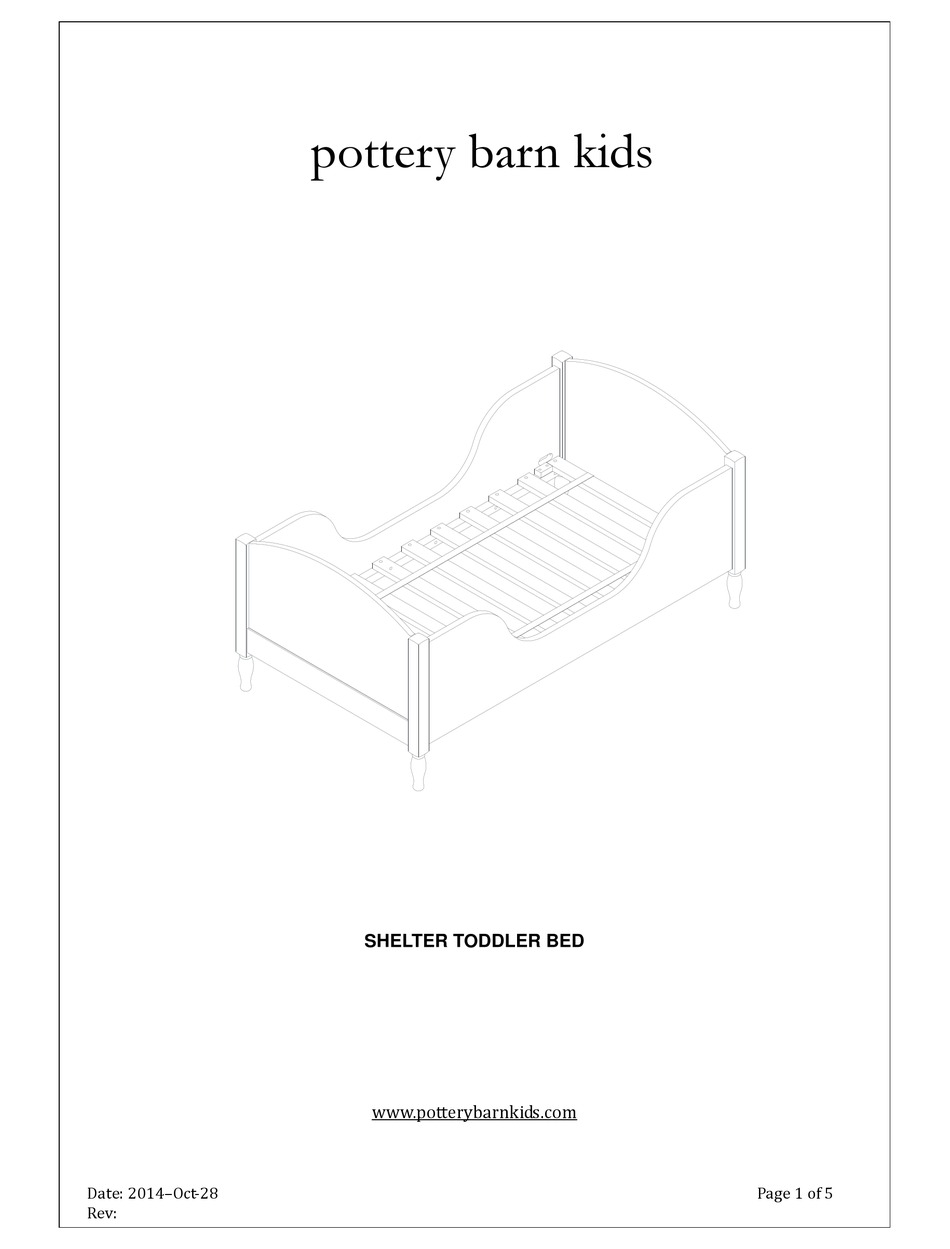POTTERY BARN KIDS SHELTER TODDLER BED MANUAL Pdf Download ManualsLib