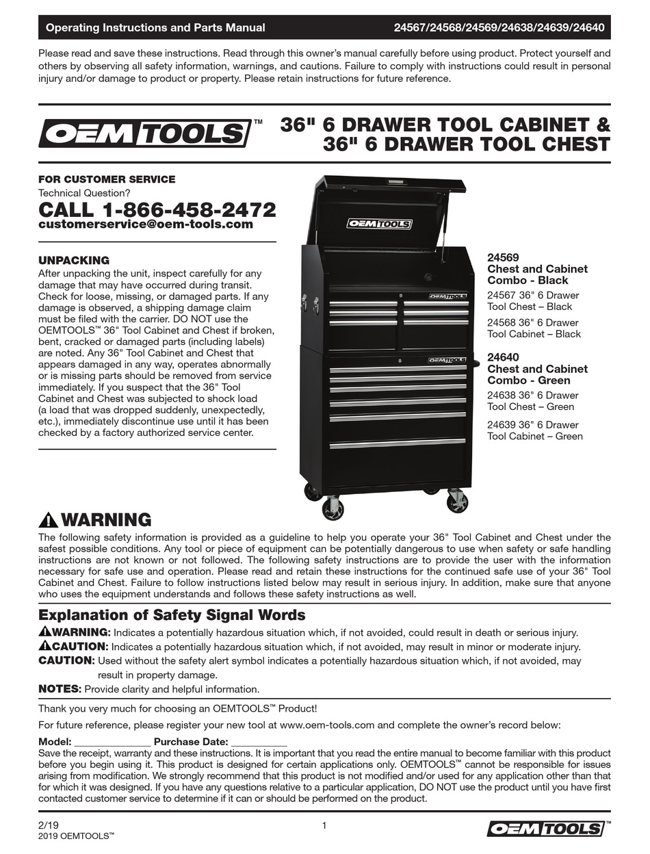 OEMTOOLS 24567 OPERATING INSTRUCTIONS AND PARTS MANUAL Pdf Download ...