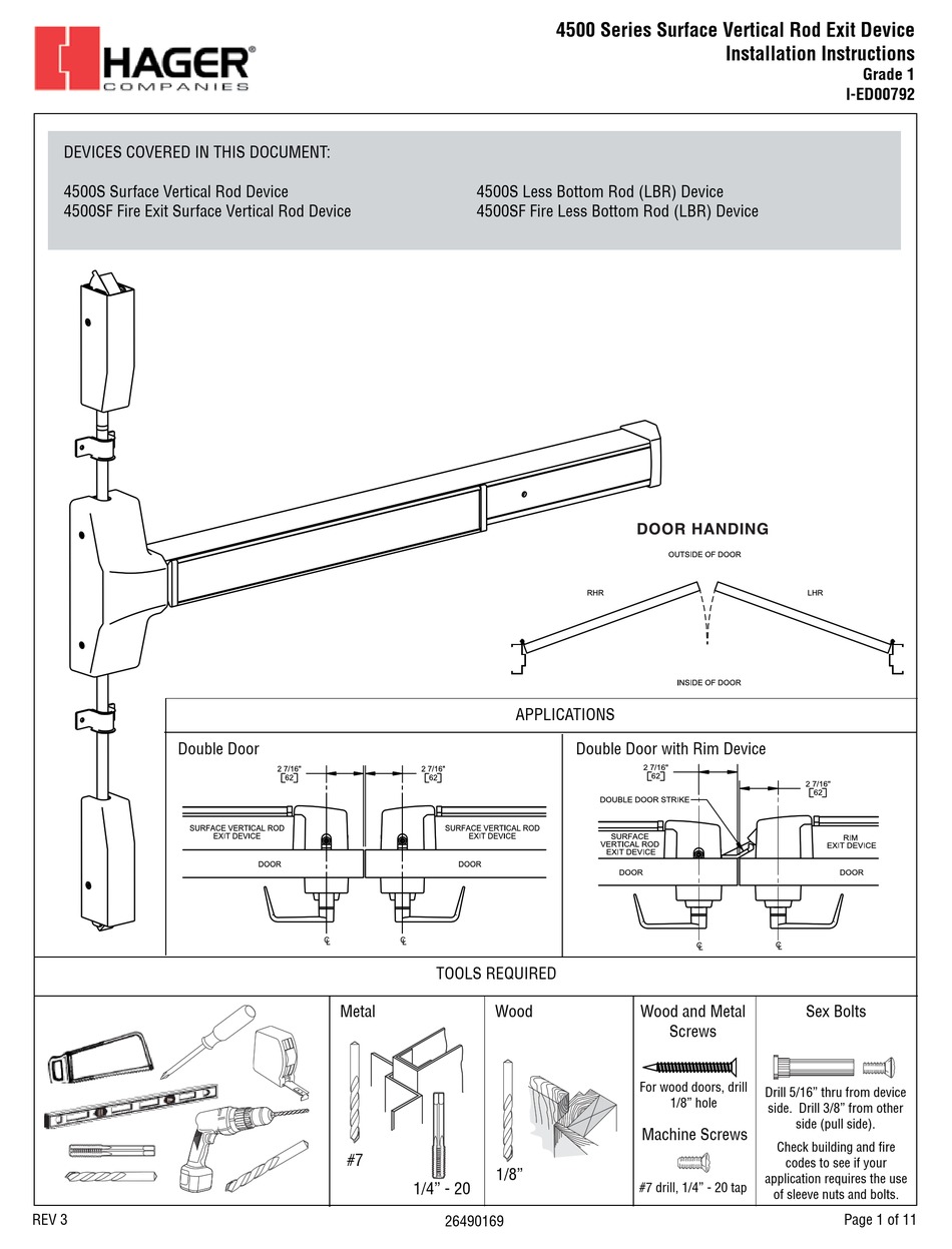 HAGER 4500 SERIES INSTALLATION INSTRUCTIONS MANUAL Pdf Download