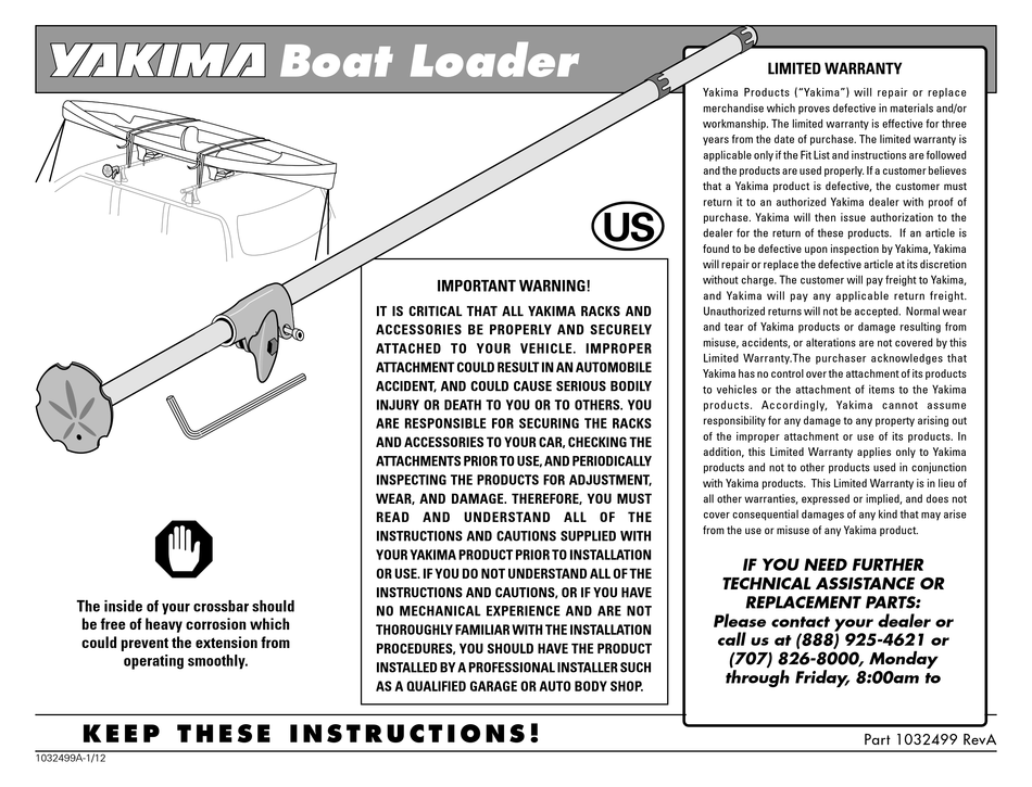 YAKIMA BOAT LOADER MANUAL Pdf Download ManualsLib