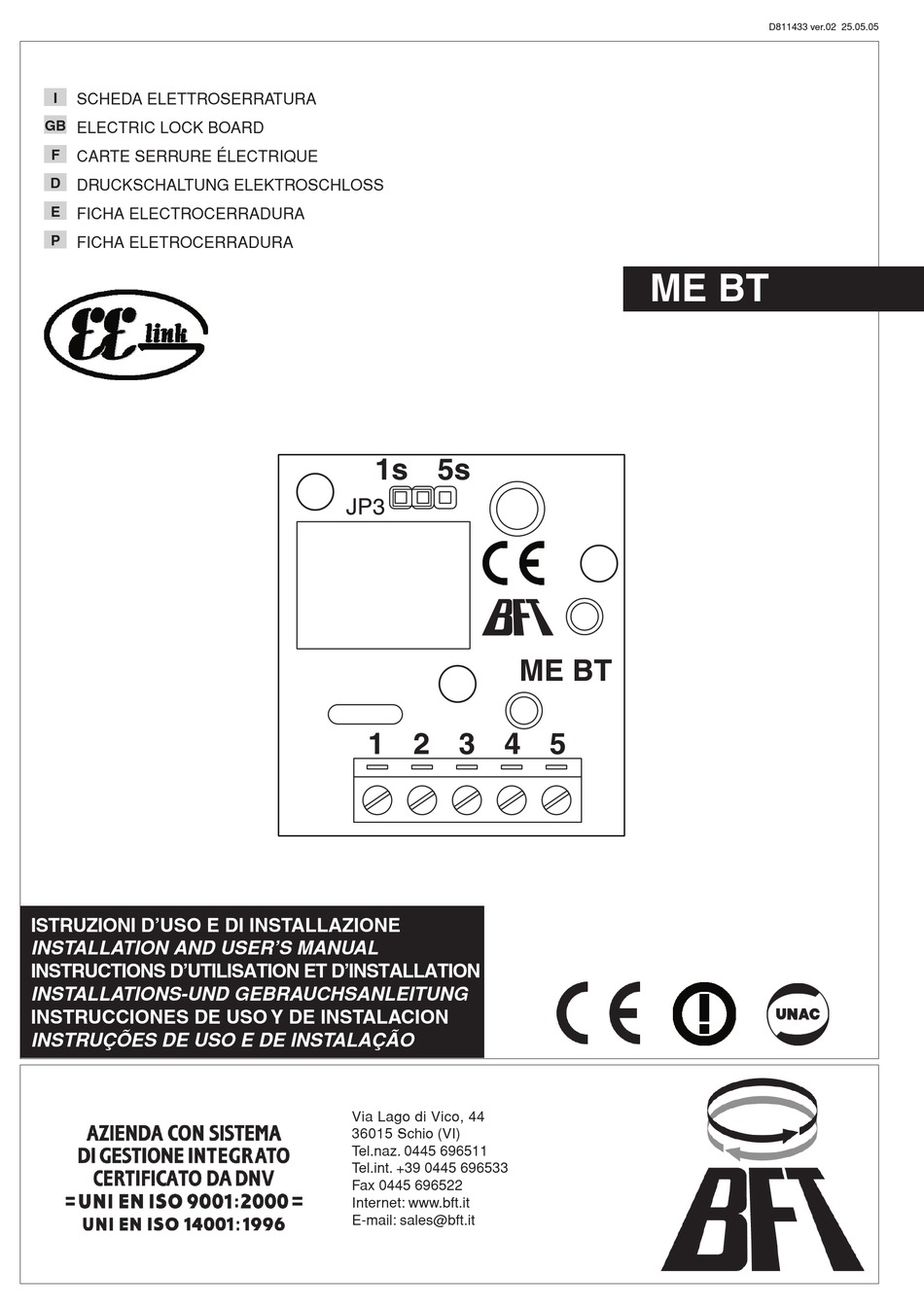 Bft Me Bt Installation And User Manual Pdf Download Manualslib