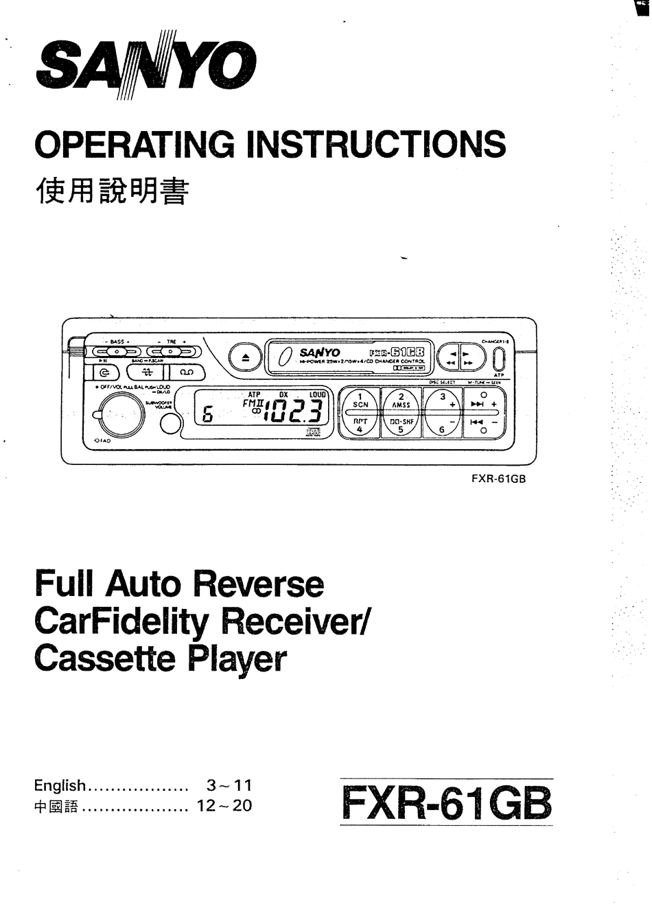 SANYO FXR61GB OPERATING INSTRUCTIONS MANUAL Pdf Download ManualsLib