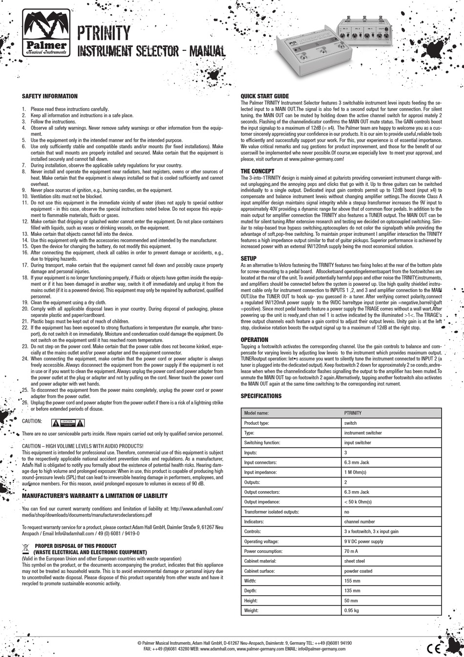 PALMER TRINITY MANUAL Pdf Download  ManualsLib