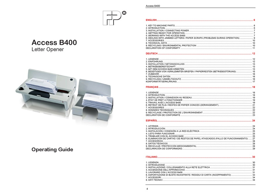 FP ACCESS B400 OPERATING MANUAL Pdf Download ManualsLib