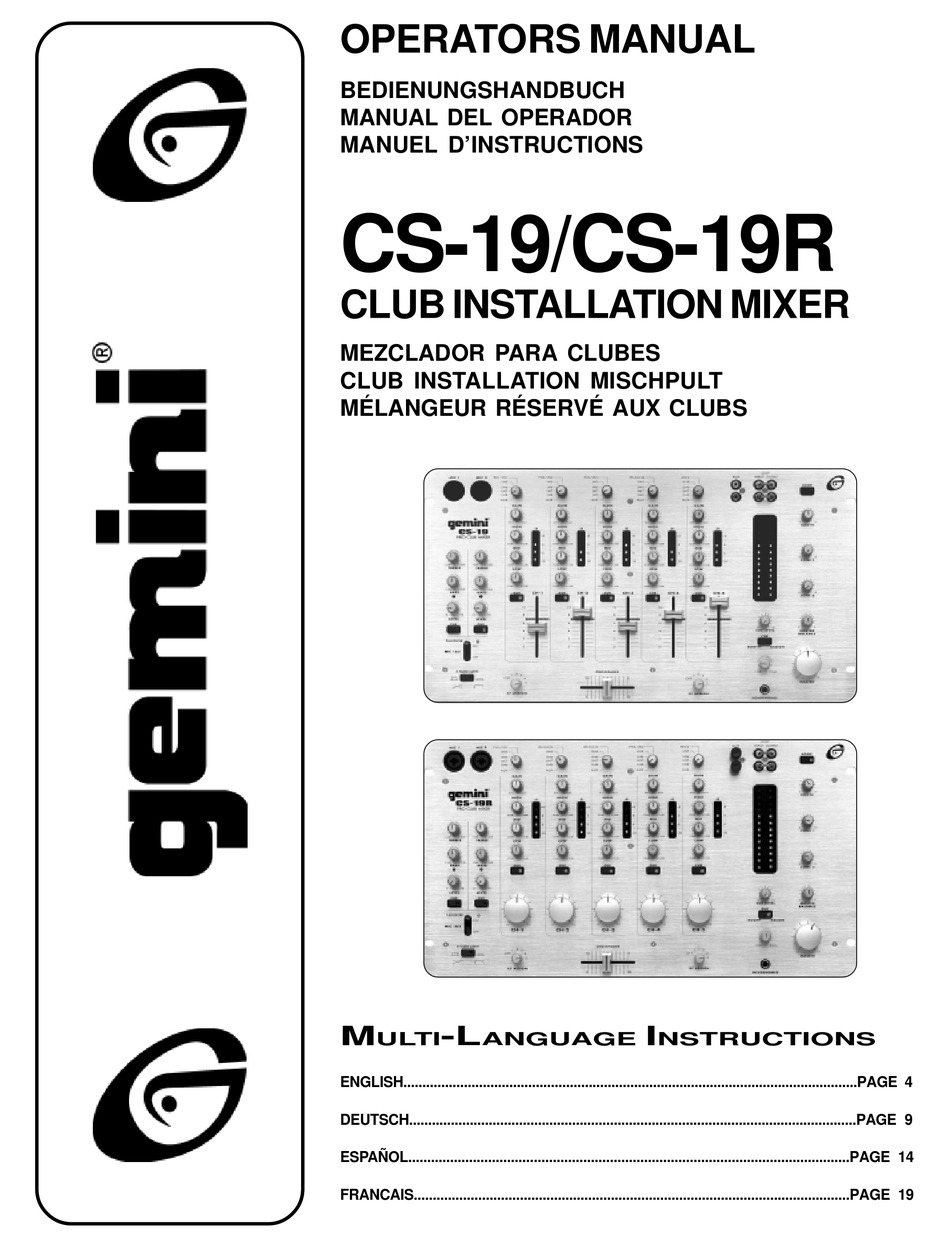 GEMINI CS-19 OPERATOR'S MANUAL Pdf Download | ManualsLib