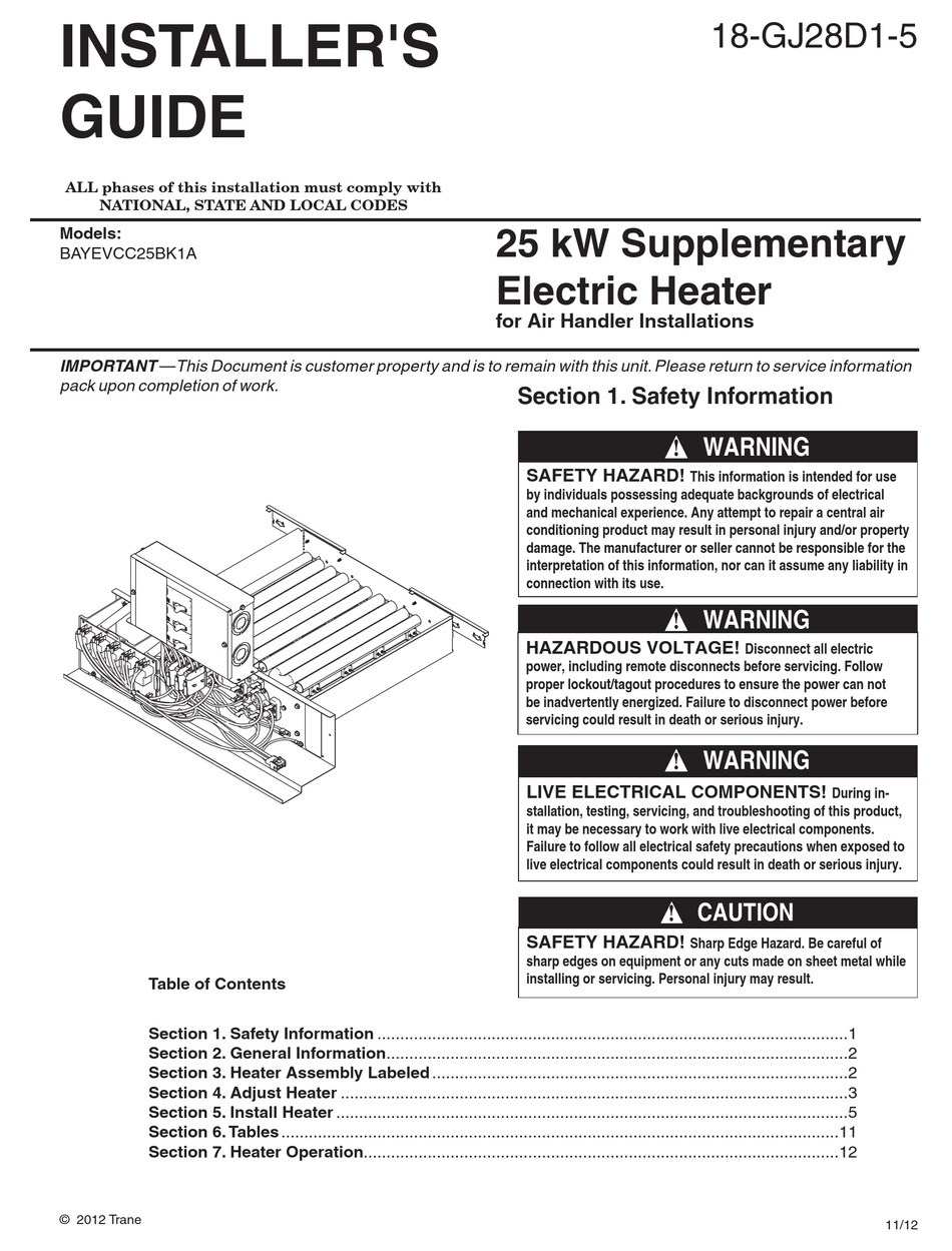 TRANE BAYEVCC25BK1A INSTALLER'S MANUAL Pdf Download | ManualsLib