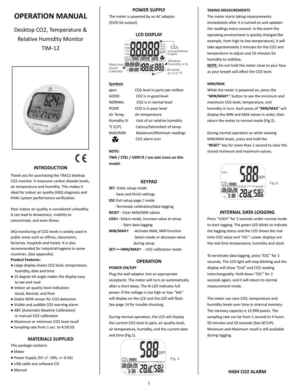 CO2METER TIM12 OPERATION MANUAL Pdf Download ManualsLib