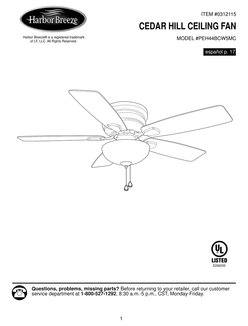 HARBOR BREEZE CEDAR HILL MANUAL Pdf Download ManualsLib