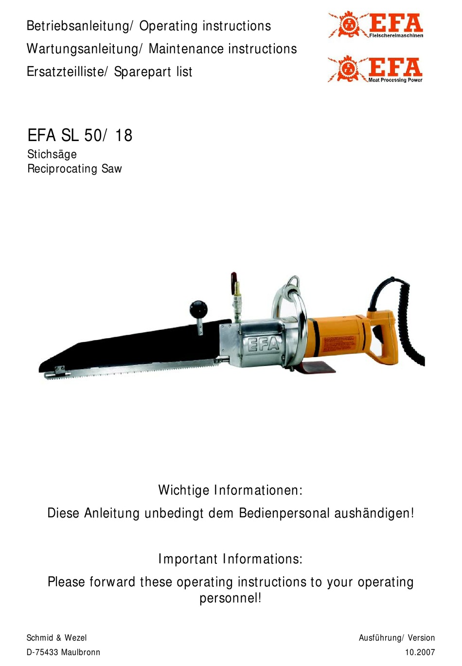 efa-sl-50-18-operating-instructions-manual-pdf-download-manualslib