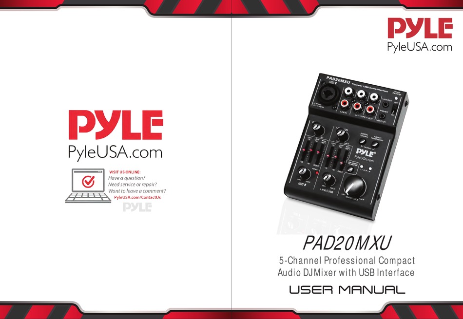 Pyle - Pad20mxu - 5 Channel Professional Compact Audio Mixer with USB Interface