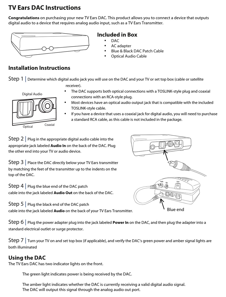 TV EARS DAC INSTRUCTIONS Pdf Download ManualsLib