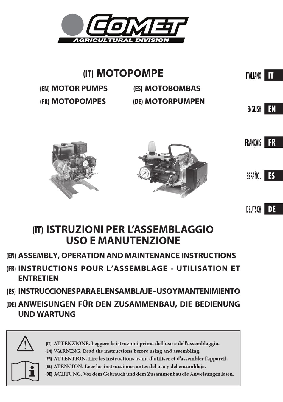 COMET MTP MC 8 ASSEMBLY, OPERATION AND MAINTENANCE INSTRUCTIONS Pdf