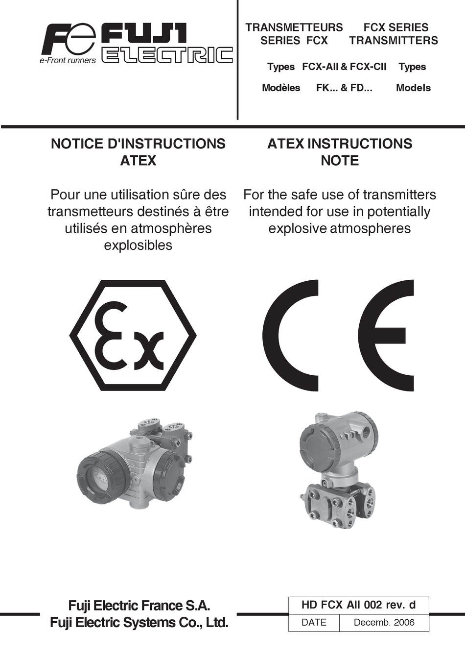 FUJI ELECTRIC FCX SERIES INSTRUCTIONS NOTE Pdf Download ManualsLib