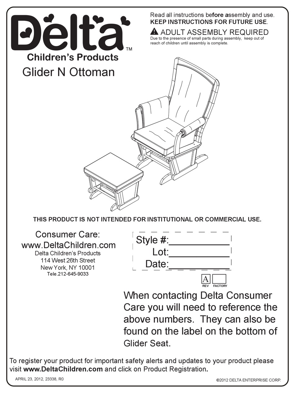 DELTA GLIDER N OTTOMAN MANUAL Pdf Download ManualsLib