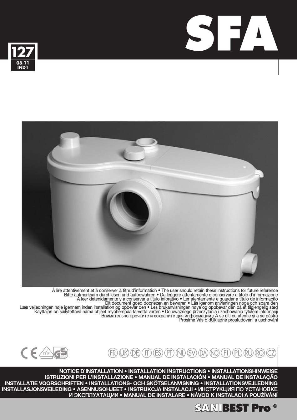 SFA SANIBEST PRO INSTALLATION INSTRUCTIONS MANUAL Pdf Download | ManualsLib