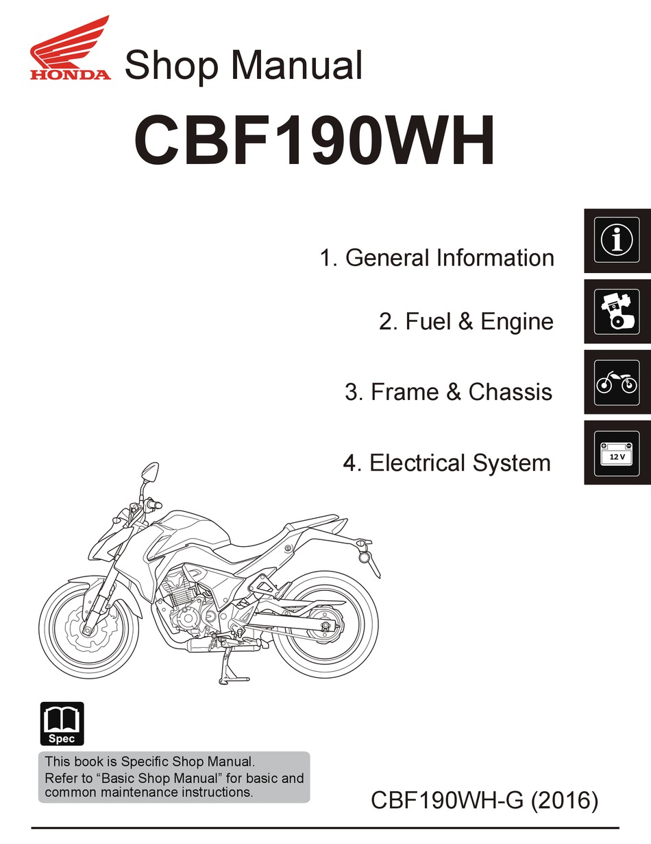HONDA CBF190WH 2016 SHOP MANUAL Pdf Download | ManualsLib