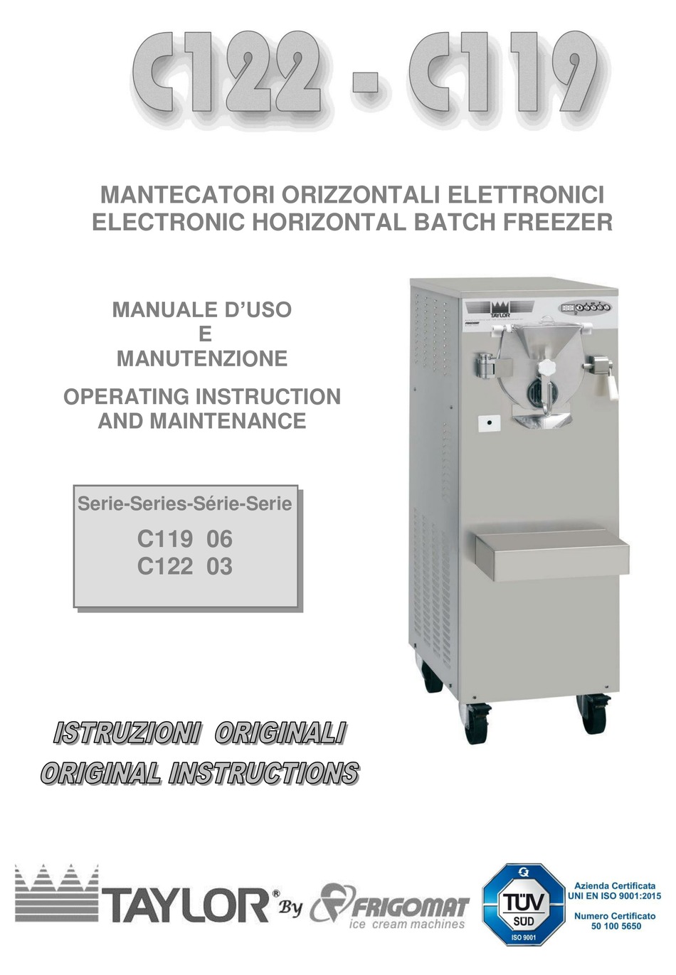 Frigomat Taylor C119 06 Series Operating Instructions And Maintenance Pdf Download Manualslib