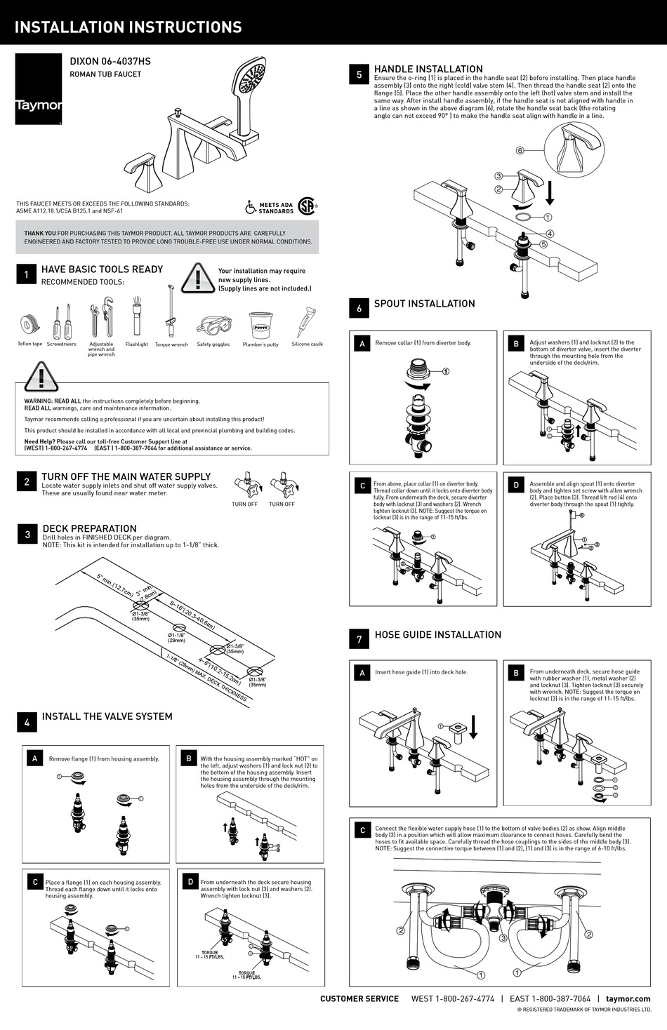 TAYMOR DIXON 064037HS INSTALLATION INSTRUCTIONS Pdf Download ManualsLib