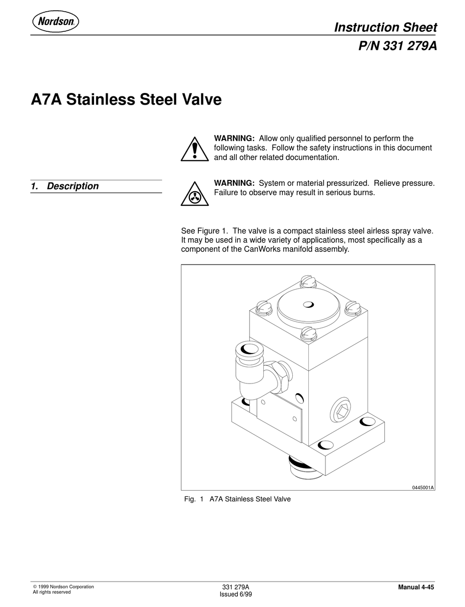 NORDSON A7A INSTRUCTION SHEET Pdf Download ManualsLib