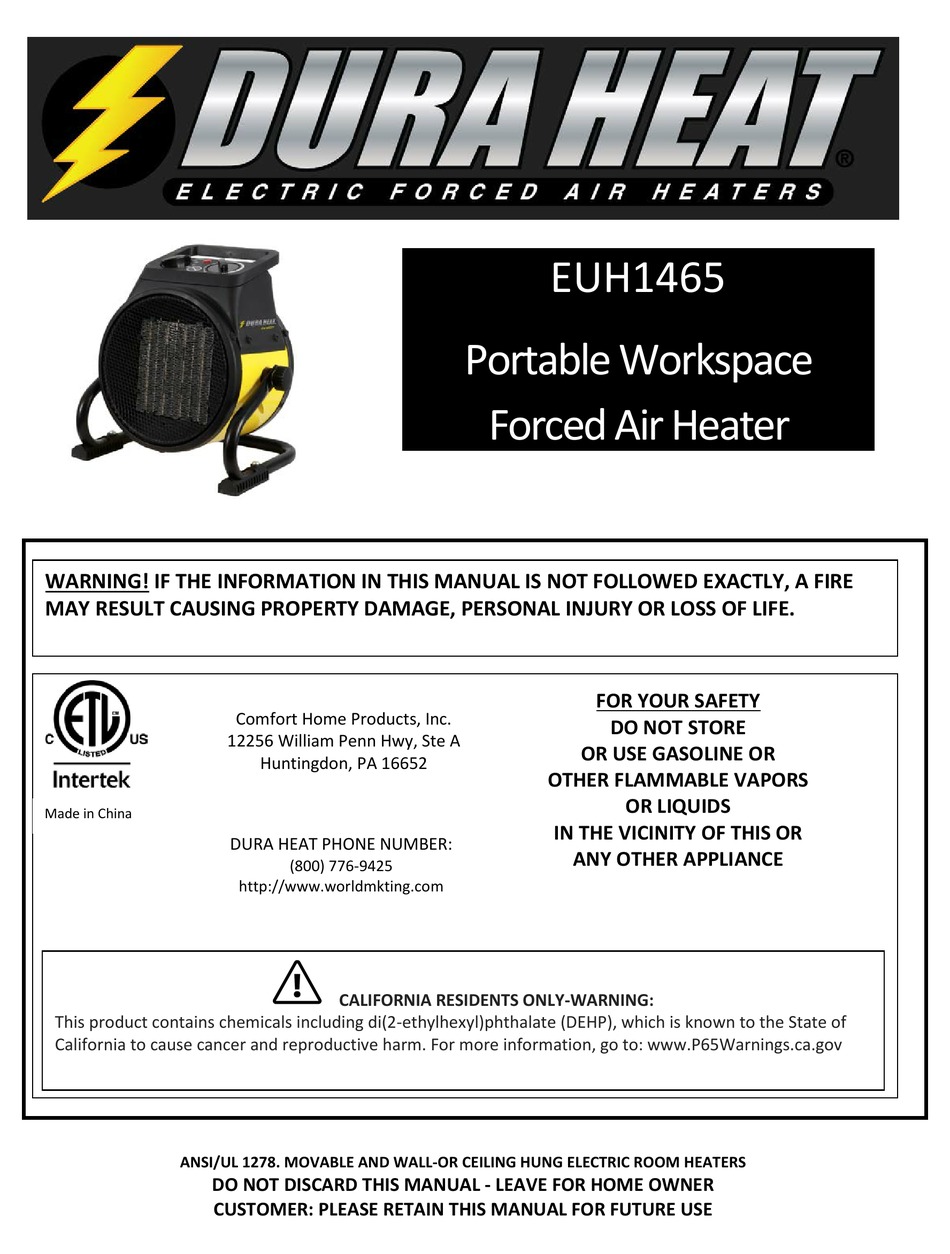Dura Heat Electric Forced Air Heater Manual edu.svet.gob.gt
