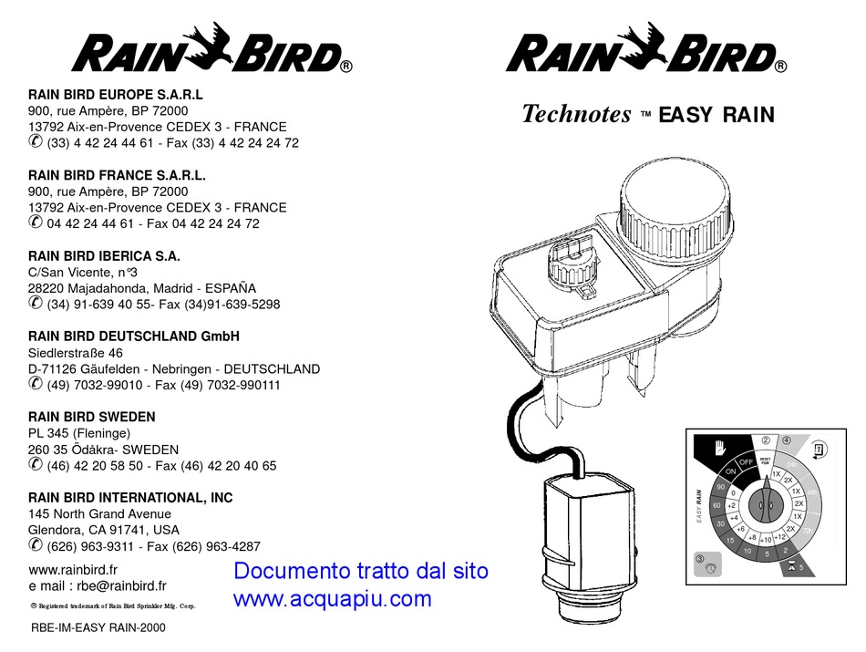 Rain Bird Easy Rain Manual Pdf Download Manualslib