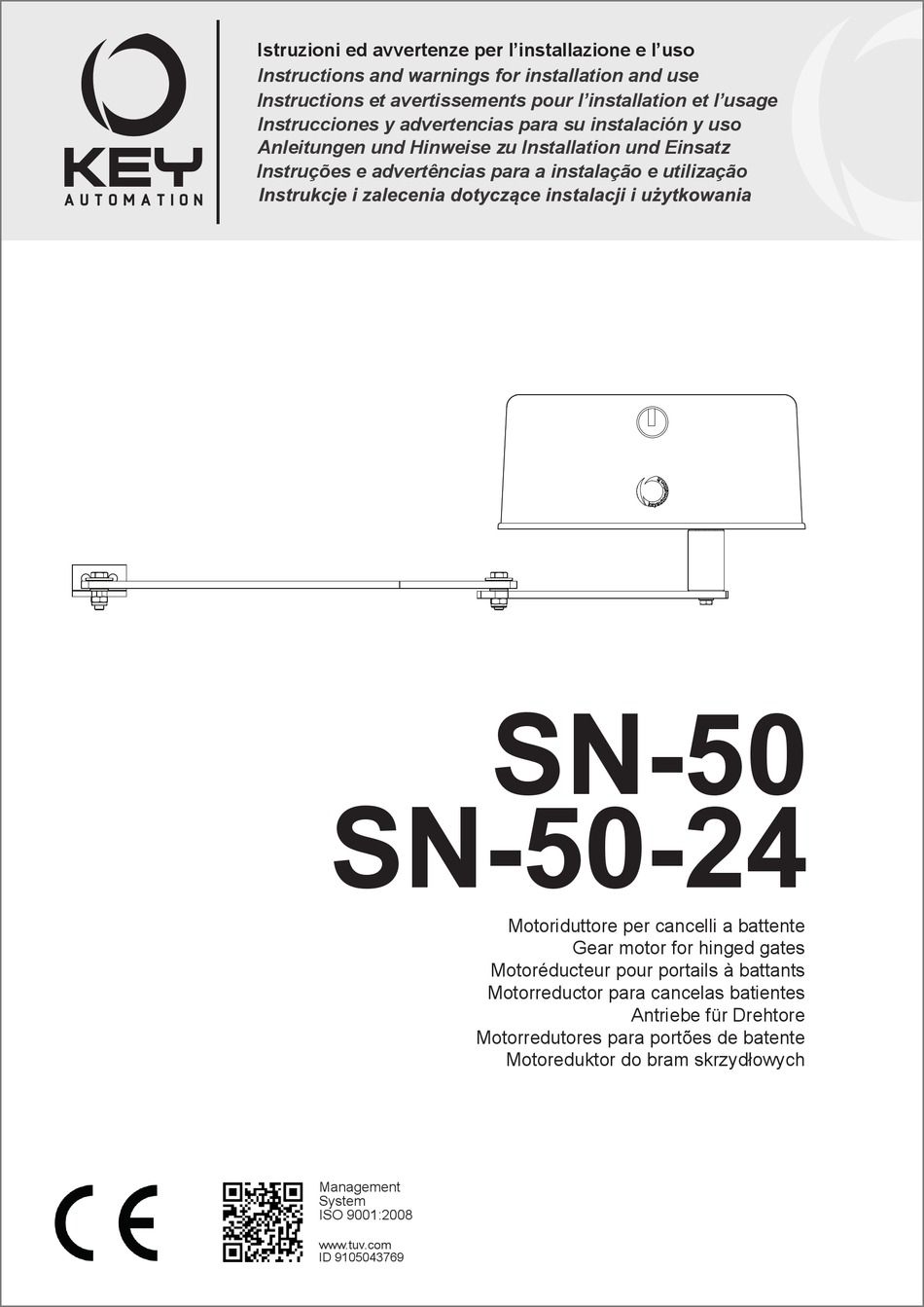 Key Automation Sn 50 Instructions And Warnings For Installation And Use Pdf Download Manualslib