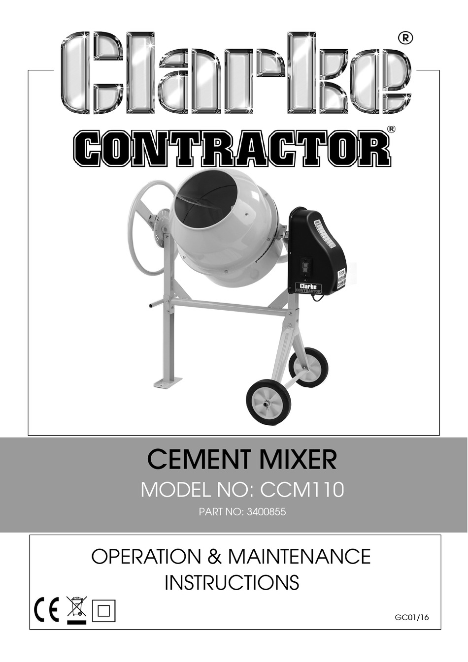 CLARKE CCM110 OPERATION & MAINTENANCE INSTRUCTIONS MANUAL Pdf Download
