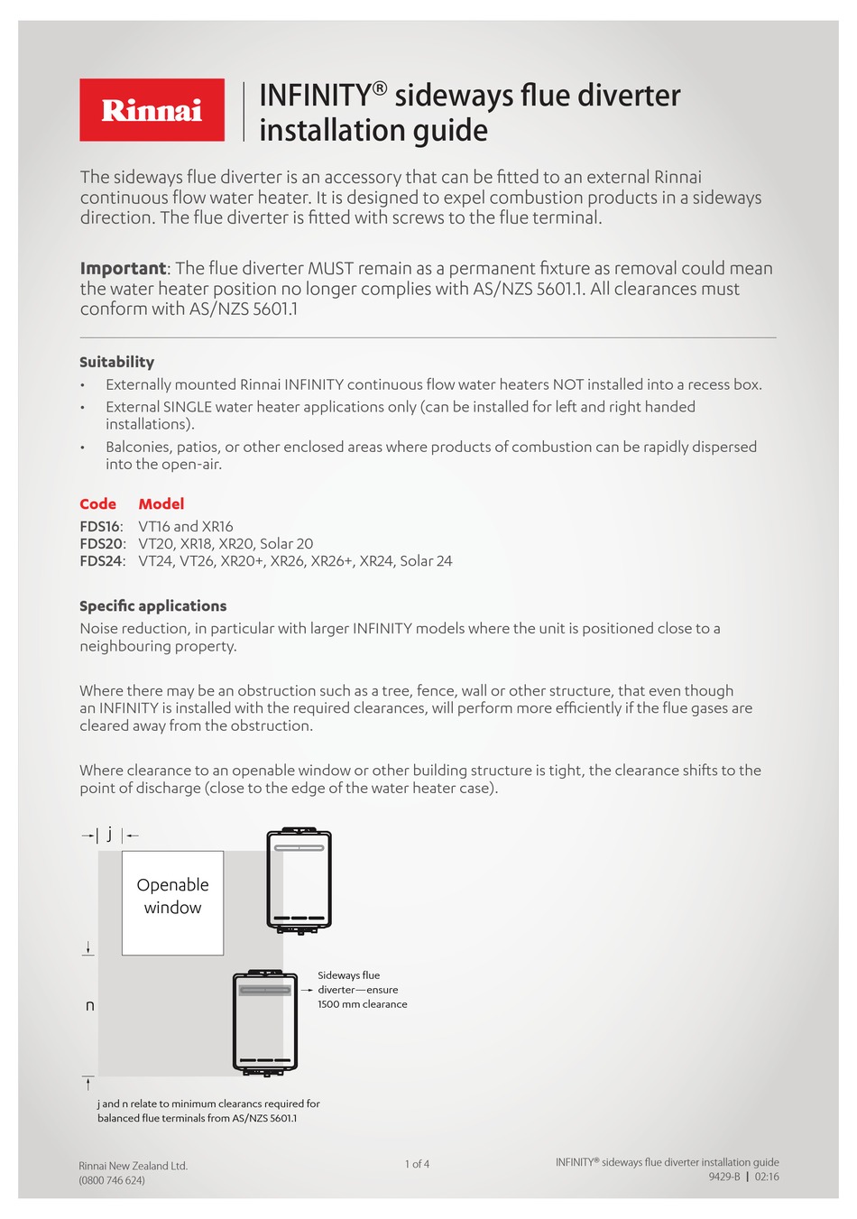 RINNAI INFINITY XR16 INSTALLATION MANUAL Pdf Download | ManualsLib