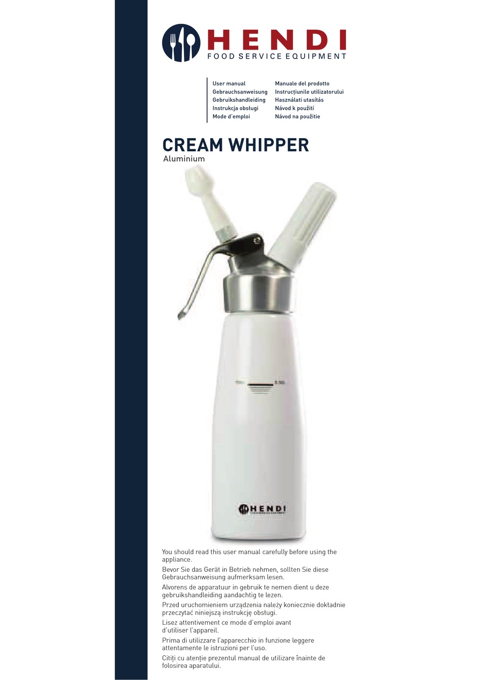 HENDI CREAM WHIPPER USER MANUAL Pdf Download ManualsLib