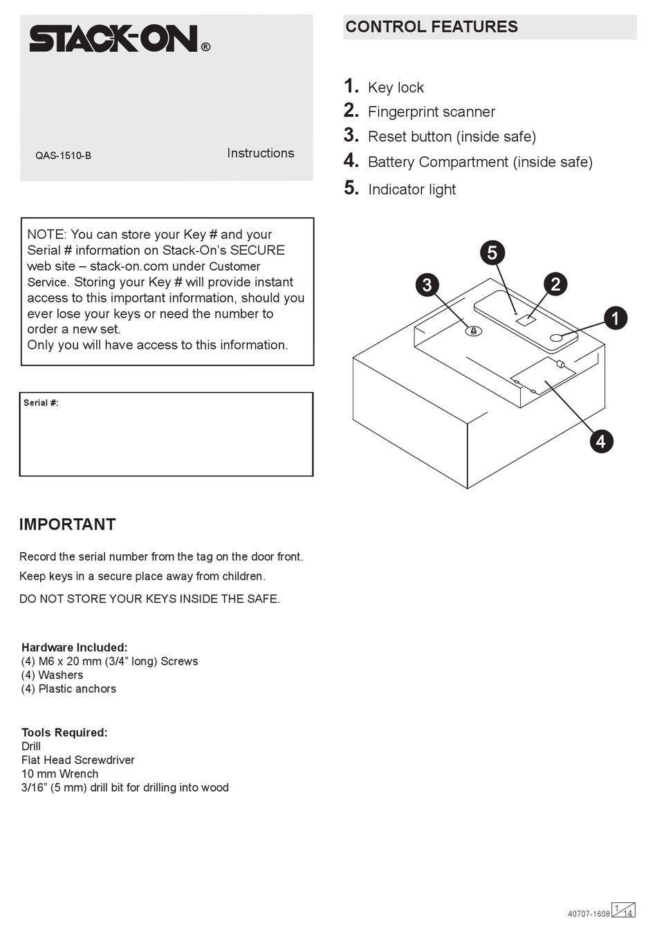 STACK-ON QAS-1510-B INSTRUCTIONS MANUAL Pdf Download | ManualsLib