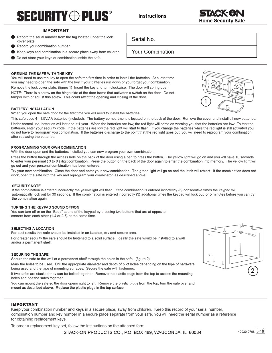 STACKON SECURITY PLUS QAS1310 INSTRUCTIONS MANUAL Pdf Download