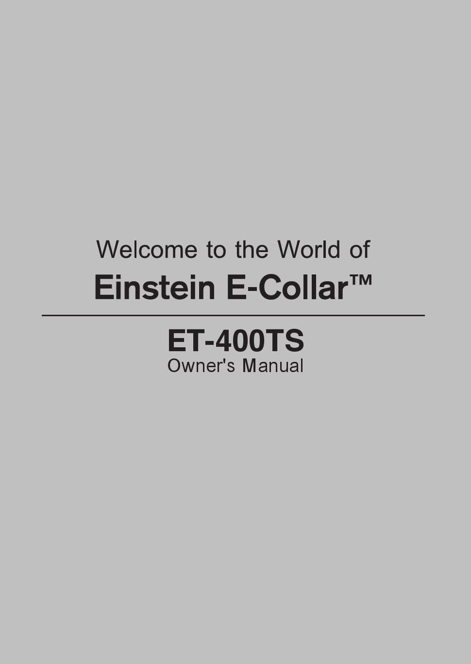EINSTEIN ECOLLAR ET400TS OWNER'S MANUAL Pdf Download ManualsLib