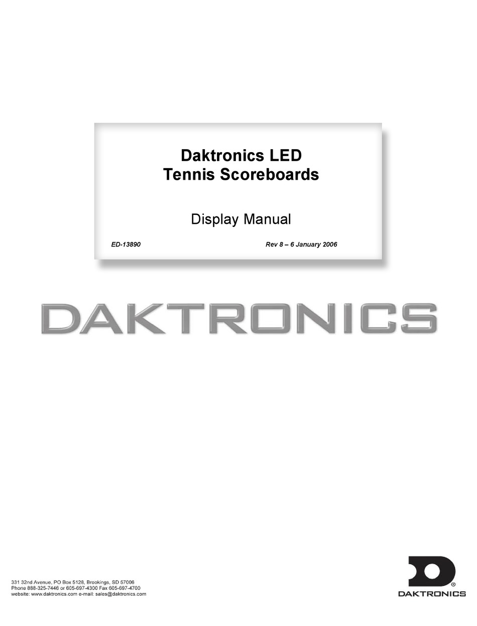DAKTRONICS TN2011 DISPLAY MANUAL Pdf Download ManualsLib
