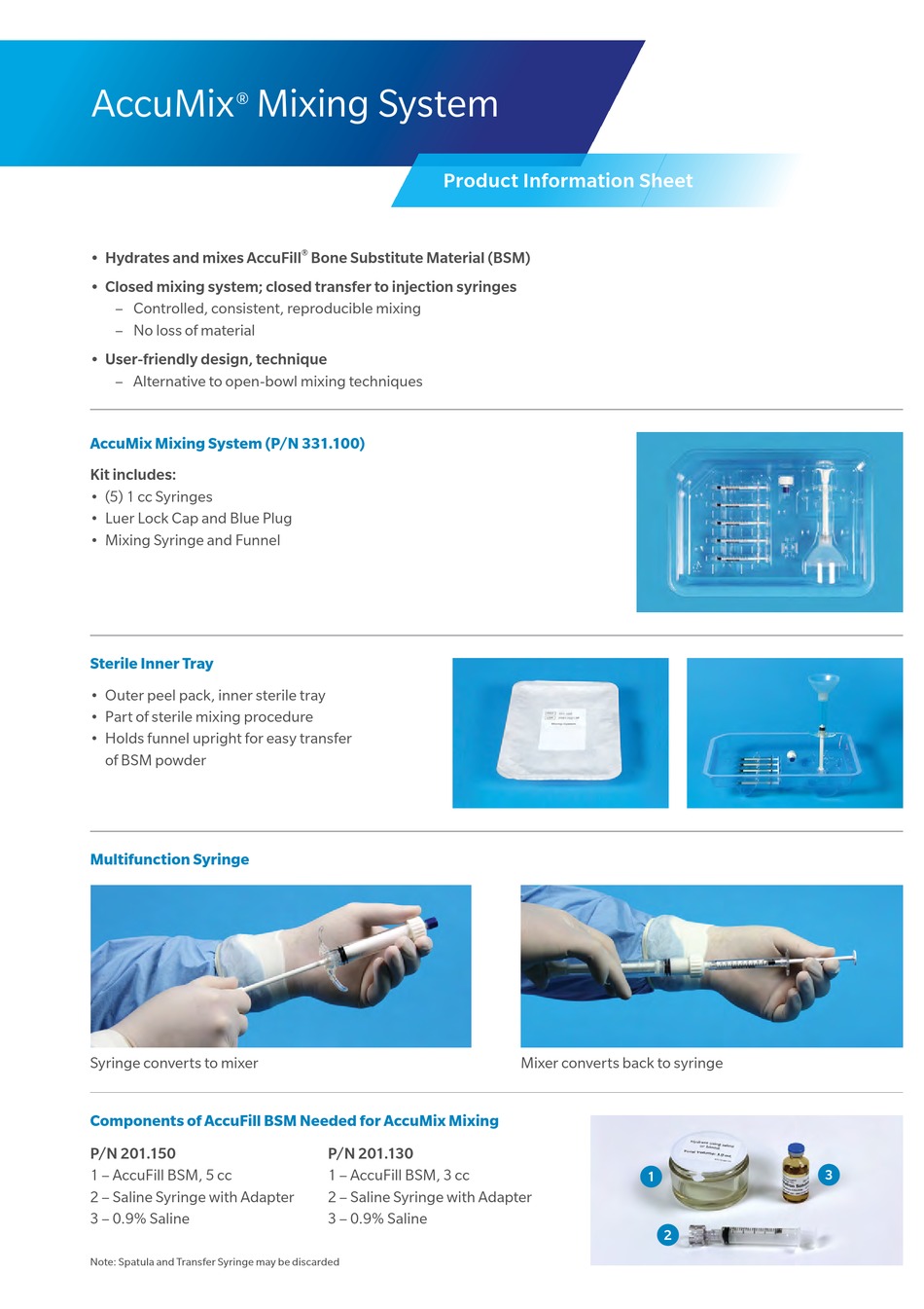 Zimmer Biomet Accumix Product Information Sheet Pdf Download Manualslib